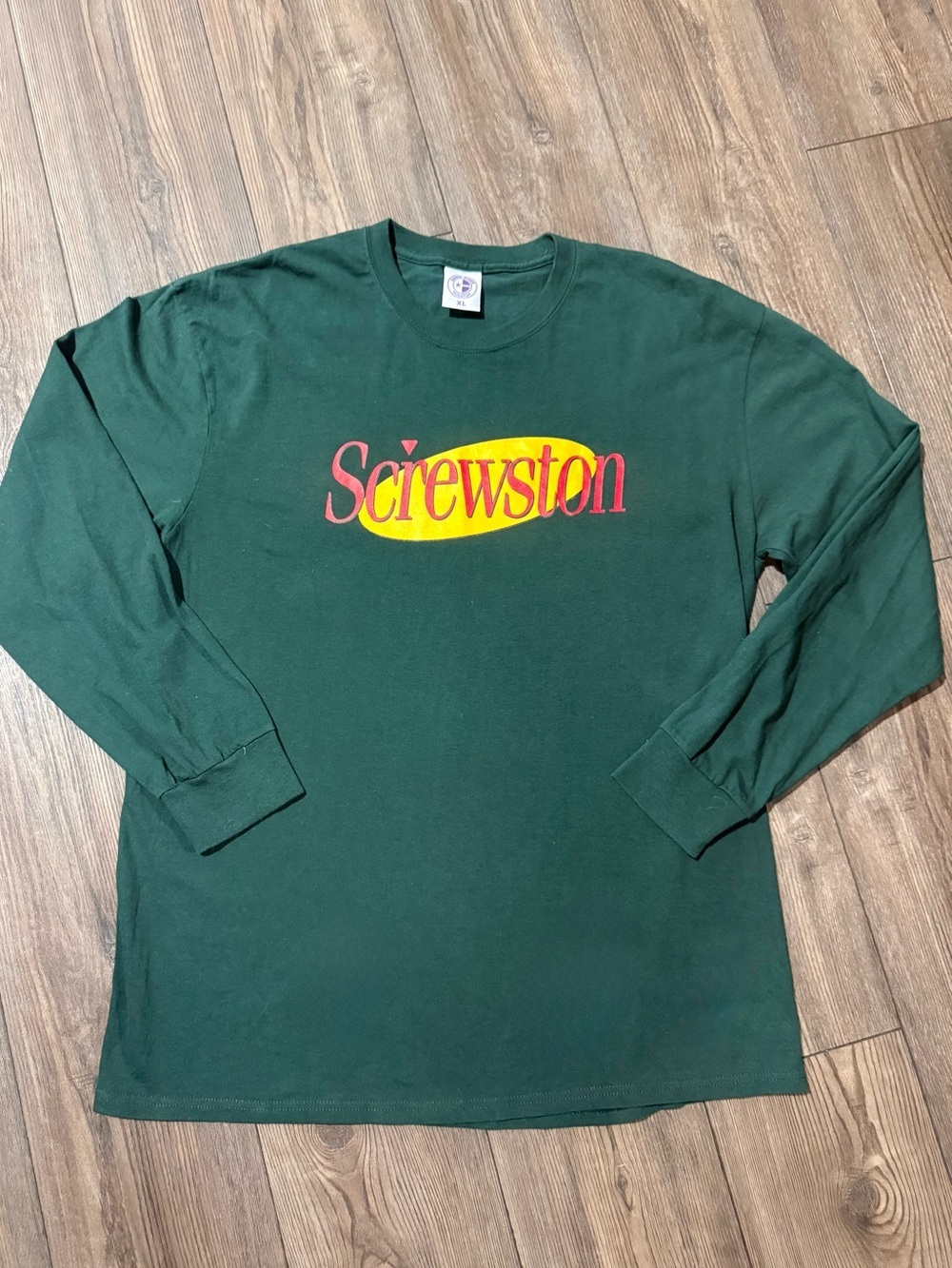 Screwston Seinfeld Parody Long Sleeve Graphic T Shirt XL Houston Texas USA Made